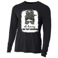 Bleached Leopard Messy Bun Oh Honey I Am That Grandma Funny Cooling Performance Long Sleeve Crew