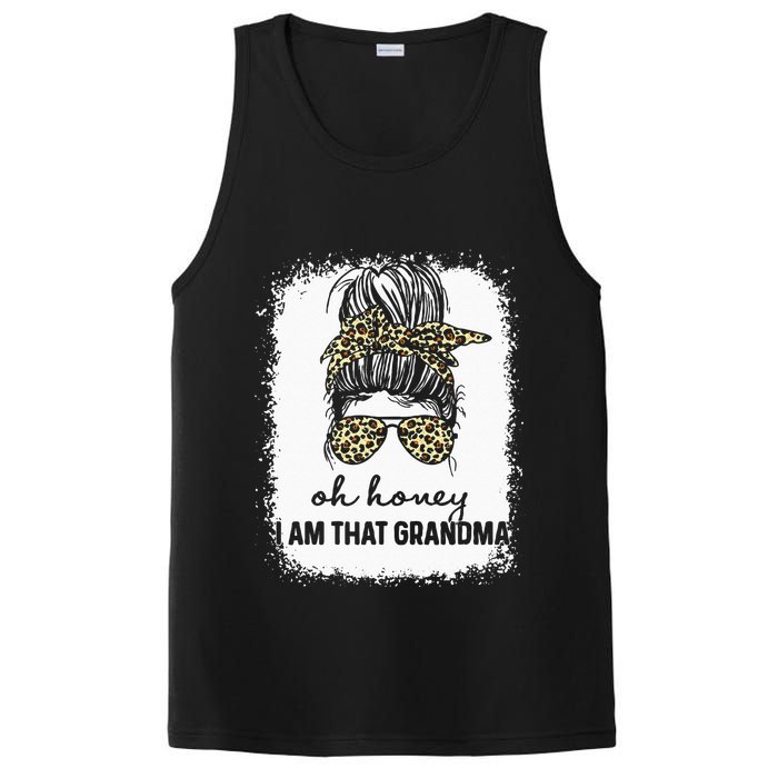 Bleached Leopard Messy Bun Oh Honey I Am That Grandma Funny PosiCharge Competitor Tank