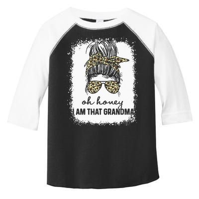 Bleached Leopard Messy Bun Oh Honey I Am That Grandma Funny Toddler Fine Jersey T-Shirt