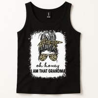 Bleached Leopard Messy Bun Oh Honey I Am That Grandma Funny Tank Top
