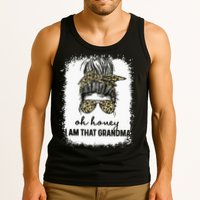 Bleached Leopard Messy Bun Oh Honey I Am That Grandma Funny Tank Top