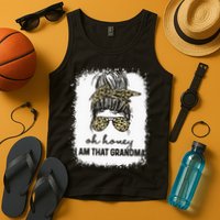 Bleached Leopard Messy Bun Oh Honey I Am That Grandma Funny Tank Top