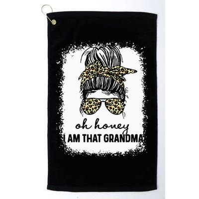 Bleached Leopard Messy Bun Oh Honey I Am That Grandma Funny Golf Towel
