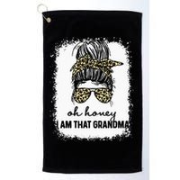 Bleached Leopard Messy Bun Oh Honey I Am That Grandma Funny Golf Towel