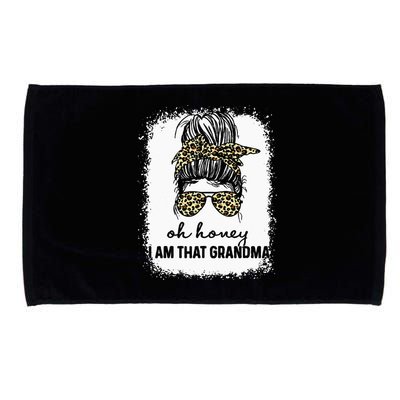 Bleached Leopard Messy Bun Oh Honey I Am That Grandma Funny Microfiber Hand Towel