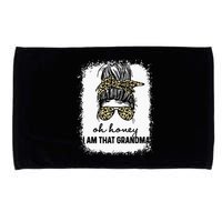 Bleached Leopard Messy Bun Oh Honey I Am That Grandma Funny Microfiber Hand Towel