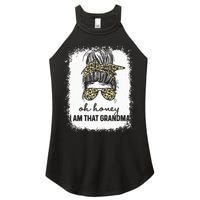 Bleached Leopard Messy Bun Oh Honey I Am That Grandma Funny Women's Perfect Tri Rocker Tank
