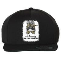 Bleached Leopard Messy Bun Oh Honey I Am That Grandma Funny Wool Snapback Cap