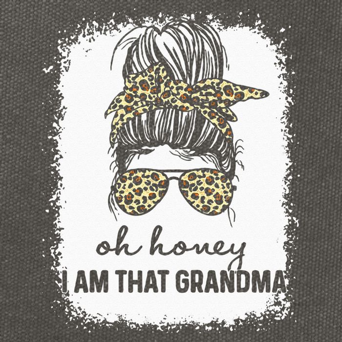 Bleached Leopard Messy Bun Oh Honey I Am That Grandma Funny Cotton Canvas Backpack