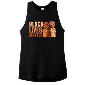 Black Lives Matter Fist Black History Month Juneteenth Gift Ladies PosiCharge Tri-Blend Wicking Tank