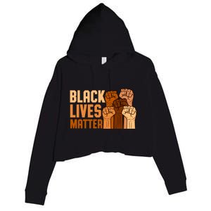 Black Lives Matter Fist Black History Month Juneteenth Gift Crop Fleece Hoodie