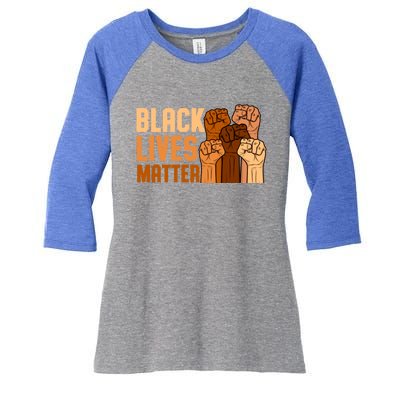 Black Lives Matter Fist Black History Month Juneteenth Gift Women's Tri-Blend 3/4-Sleeve Raglan Shirt