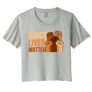 Black Lives Matter Fist Black History Month Juneteenth Gift Women's Crop Top Tee