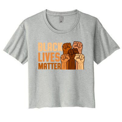 Black Lives Matter Fist Black History Month Juneteenth Gift Women's Crop Top Tee