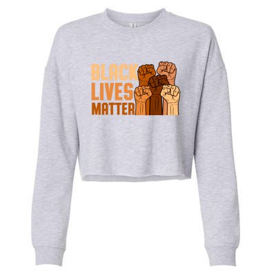 Black Lives Matter Fist Black History Month Juneteenth Gift Cropped Pullover Crew