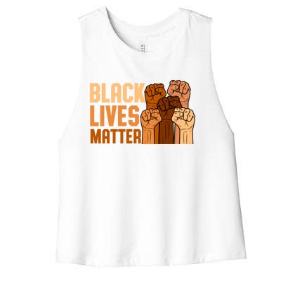 Black Lives Matter Fist Black History Month Juneteenth Gift Women's Racerback Cropped Tank