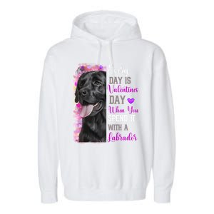 Black Lab Mom Funny Valentines Day Dog Lovers Labrador Cute Gift Garment-Dyed Fleece Hoodie