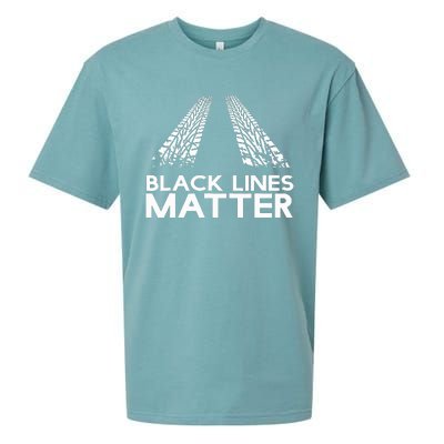 Black Lines Matter! Drift Car Guys Funny Racing Gift Idea  Sueded Cloud Jersey T-Shirt