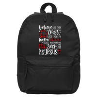 Believe Like Mary Trust Like Joseph Hope Like Shepherds 16 in Basic Backpack