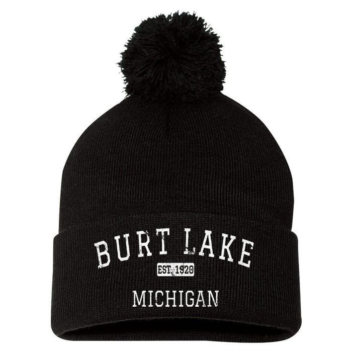 Burt Lake Michigan MI Vintage Pom Pom 12in Knit Beanie