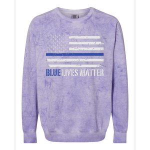 Blue Lives Matter Thin Blue Line American Flag Cop Colorblast Crewneck Sweatshirt