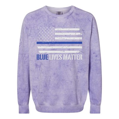 Blue Lives Matter Thin Blue Line American Flag Cop Colorblast Crewneck Sweatshirt