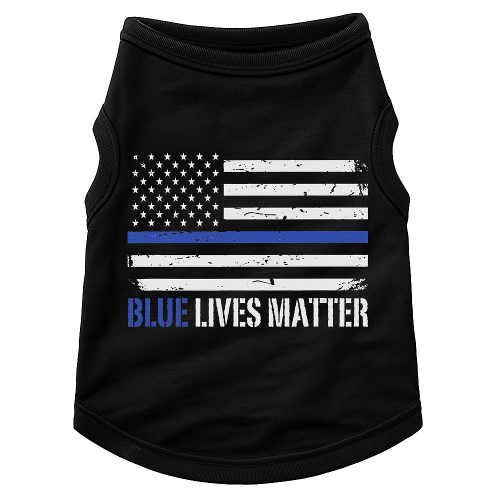 Blue Lives Matter Thin Blue Line American Flag Cop Doggie Tank