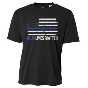 Blue Lives Matter Thin Blue Line American Flag Cop Cooling Performance Crew T-Shirt