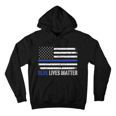 Blue Lives Matter Thin Blue Line American Flag Cop Hoodie