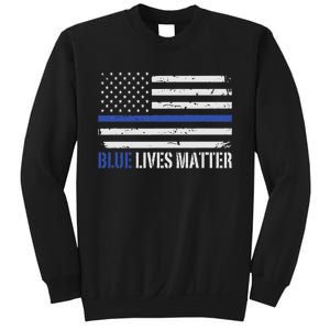 Blue Lives Matter Thin Blue Line American Flag Cop Sweatshirt