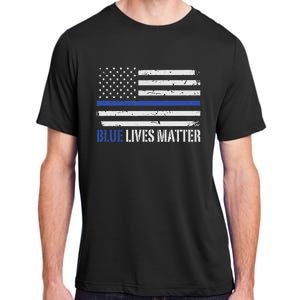 Blue Lives Matter Thin Blue Line American Flag Cop Adult ChromaSoft Performance T-Shirt