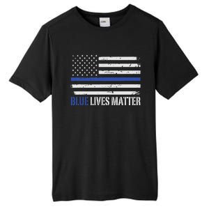 Blue Lives Matter Thin Blue Line American Flag Cop Tall Fusion ChromaSoft Performance T-Shirt