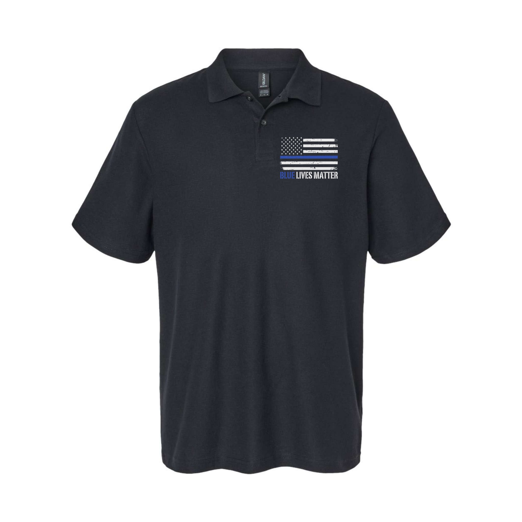 Blue Lives Matter Thin Blue Line American Flag Cop Polo