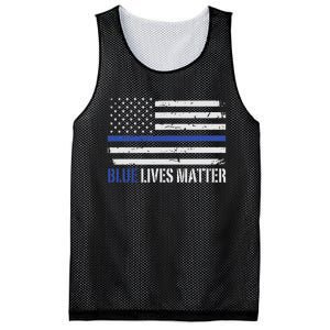 Blue Lives Matter Thin Blue Line American Flag Cop Mesh Reversible Basketball Jersey Tank