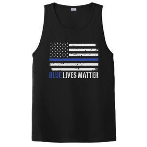 Blue Lives Matter Thin Blue Line American Flag Cop PosiCharge Competitor Tank