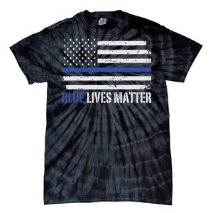 Blue Lives Matter Thin Blue Line American Flag Cop Tie-Dye T-Shirt