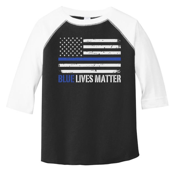 Blue Lives Matter Thin Blue Line American Flag Cop Toddler Fine Jersey T-Shirt