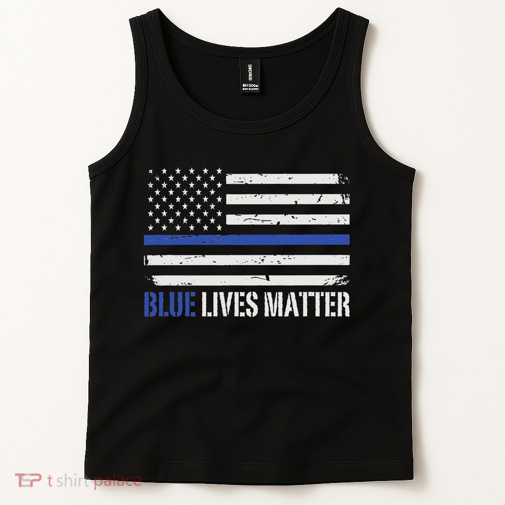 Blue Lives Matter Thin Blue Line American Flag Cop Tank Top