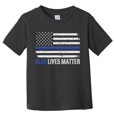 Blue Lives Matter Thin Blue Line American Flag Cop Toddler T-Shirt