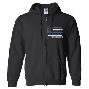 Blue Lives Matter Thin Blue Line American Flag Cop Full Zip Hoodie