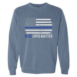 Blue Lives Matter Thin Blue Line American Flag Cop Garment-Dyed Sweatshirt