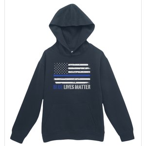 Blue Lives Matter Thin Blue Line American Flag Cop Urban Pullover Hoodie