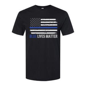 Blue Lives Matter Thin Blue Line American Flag Cop Softstyle CVC T-Shirt