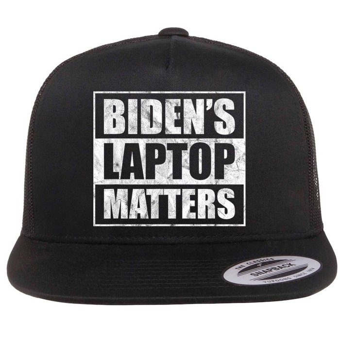 Bidens Laptop Matters Funny Anti Democrat Pro Trump Flat Bill Trucker Hat