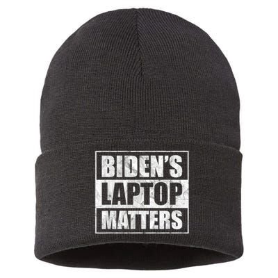 Bidens Laptop Matters Funny Anti Democrat Pro Trump Sustainable Knit Beanie