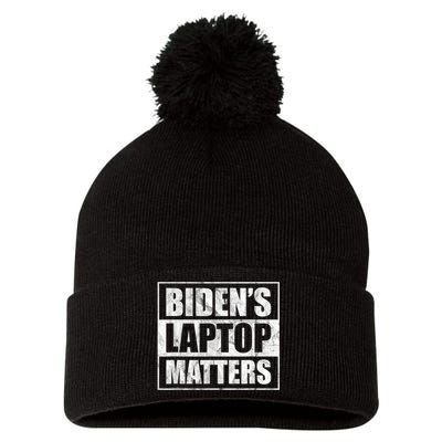 Bidens Laptop Matters Funny Anti Democrat Pro Trump Pom Pom 12in Knit Beanie