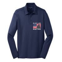 Black Labs Matter Parody Labrador Dog 4th Of July Silk Touch Performance Long Sleeve Polo