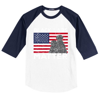 Black Labs Matter Parody Labrador Dog 4th Of July Baseball Sleeve Shirt