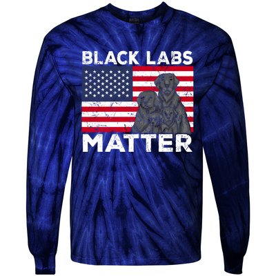 Black Labs Matter Parody Labrador Dog 4th Of July Tie-Dye Long Sleeve Shirt