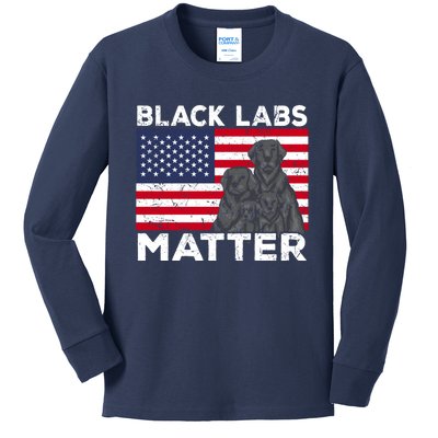 Black Labs Matter Parody Labrador Dog 4th Of July Kids Long Sleeve Shirt